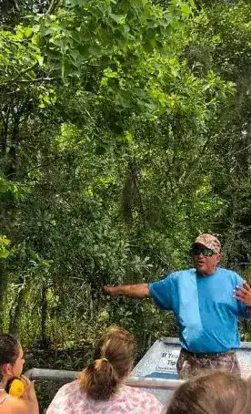 Tour guide sharing swamp knowledge